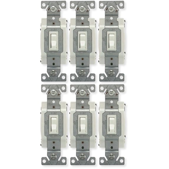 Eaton 1242-7W-BOX Pack of 4 Four-Way Toggle Switches, 15 Amp, 120 Volt ...