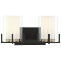 Eaton 2-Light Bathroom Vanity Light in Matte Black with Warm Brass Accents