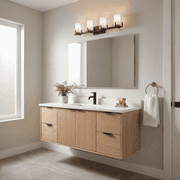 Eaton 4-Light Bathroom Vanity Light in Matte Black with Warm Brass Accents