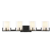 Eaton 4-Light Bathroom Vanity Light in Matte Black with Warm Brass Accents