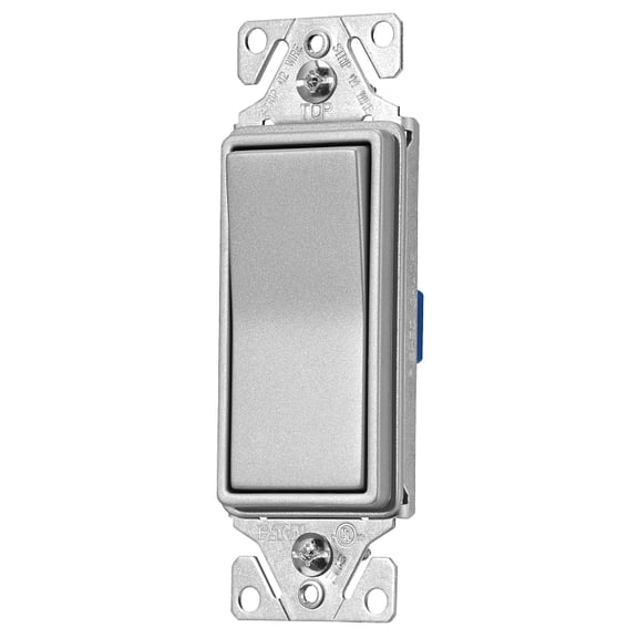 Eaton Wiring Devices 7500 Series 7503SG-K-L Rocker Switch, 120/277 V, Strap Mounting, Thermoplastic, Silver Granite