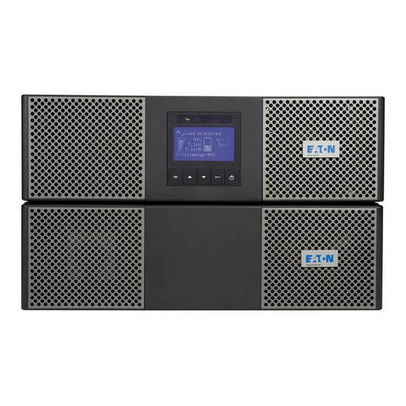 Eaton 9PX 6000VA 5400W 120/208V Online Double-Conversion UPS, L6-30P, 18x 5-20R, 2 L6-20R, 1 L6-30R Outlets, Network Card, Extended Run, 6U Rack/Tower Battery Backup - UPS - AC 200/208/220/230/240 V - 5.4 kW - 6000 VA - Ethernet 10/100, RS-232, USB - PFC - 6U - 19" - black, silver - with 5 kVA Transformer - for P/N: 744-A1974, 9PXEBM180RT