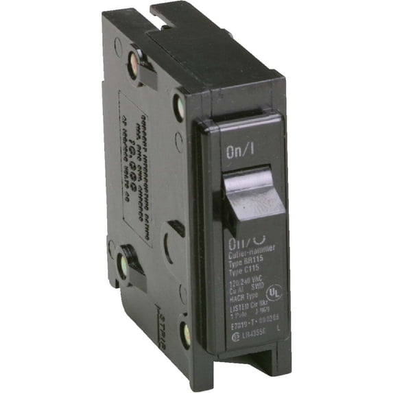 Eaton BR 15A Single-Pole Standard Trip Circuit Breaker BR115