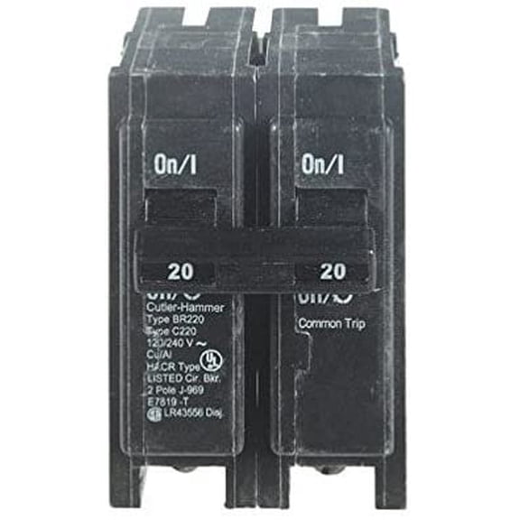 Eaton BR220 20 Amp Double Pole Circuit Breaker