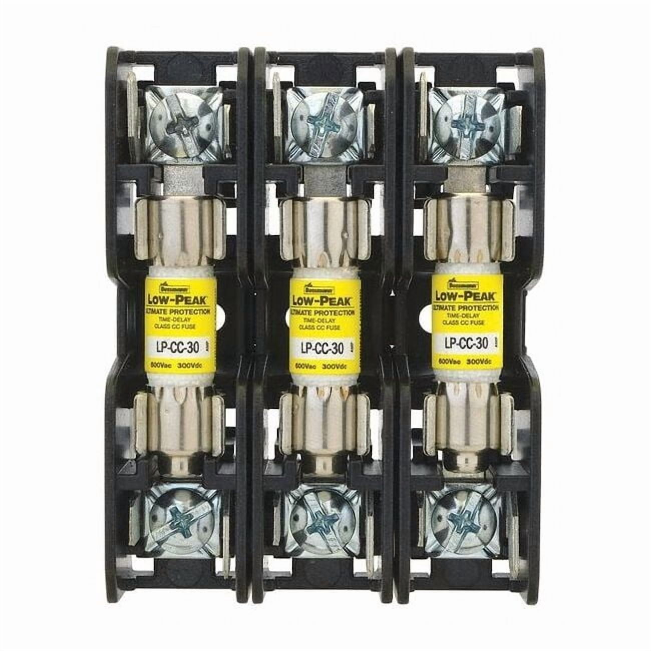 Open Fuse Block, 0 to 30A Amp Range, 600V AC/DC Volt Rating, 3 Poles ...