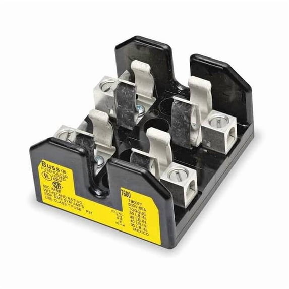 Open Fuse Block, T UL Class, 600V AC/DC Volt Rating, 2 Poles, Box Lug