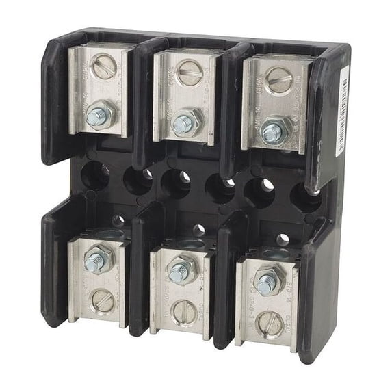 Open Fuse Block, 61 to 100A Amp Range, 600V AC/DC Volt Rating, 3 Poles, Box Lug