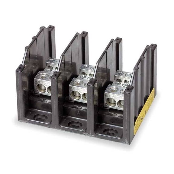 Power Distribution Block, Open, 3 Pole, 350 A Copper, 600 V AC/DC