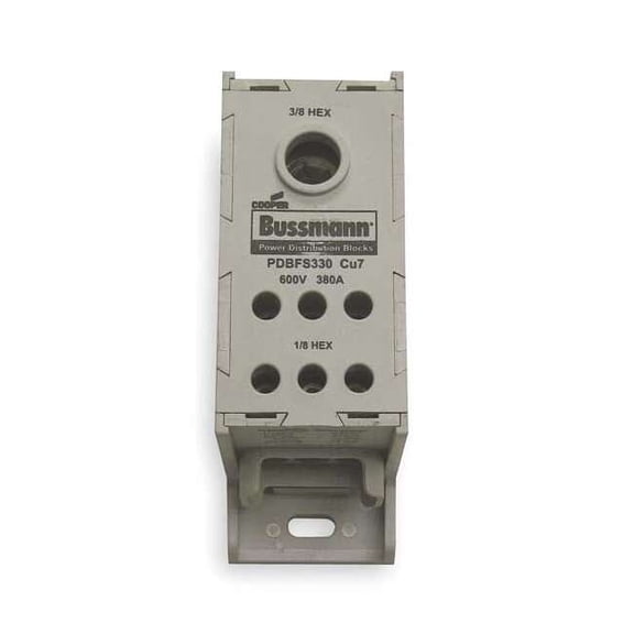 Power Distribution Block, Finger-Safe, 1 Pole, 380 A Copper, 600 V AC/DC, Panel