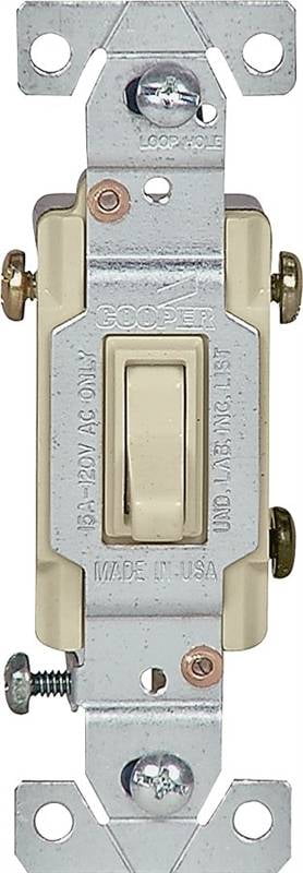 Eaton C1301-7LTV-L 15-Amp, 120-Volt Side and Push Wire Single-Pole Toggle Lighted Switch, Ivory
