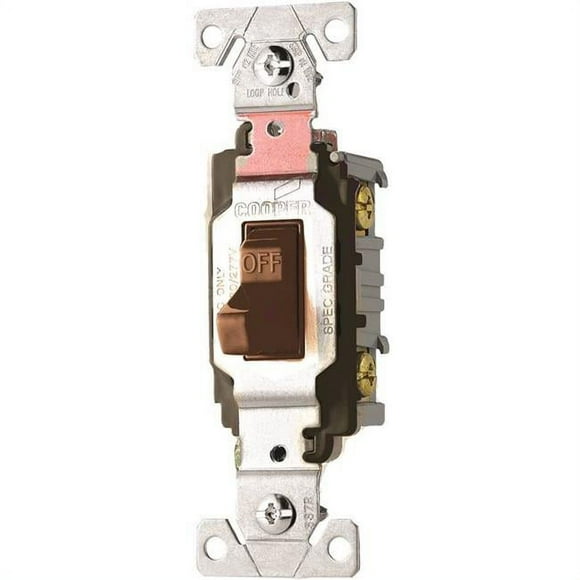 Eaton CS120B 20-Amp 120/277-volt Commercial Grade Single Pole Compact Toggle Switch with Side Wiring, Brown