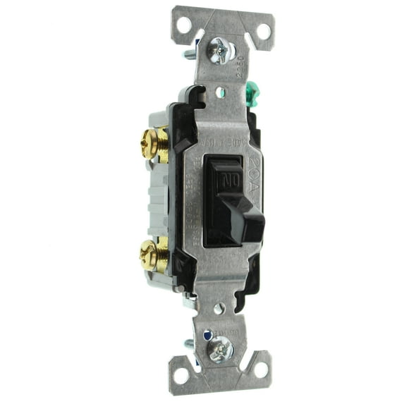 Eaton CS120BK 20-Amp 120/277-volt Commercial Grade Single Pole Compact Toggle Switch with Side Wiring, Black