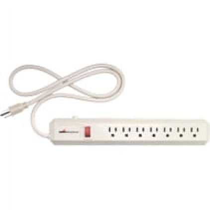 Cooper 1136V Power Outlet Strip, 125 V, 15 A, 6 Outlet, Ivory