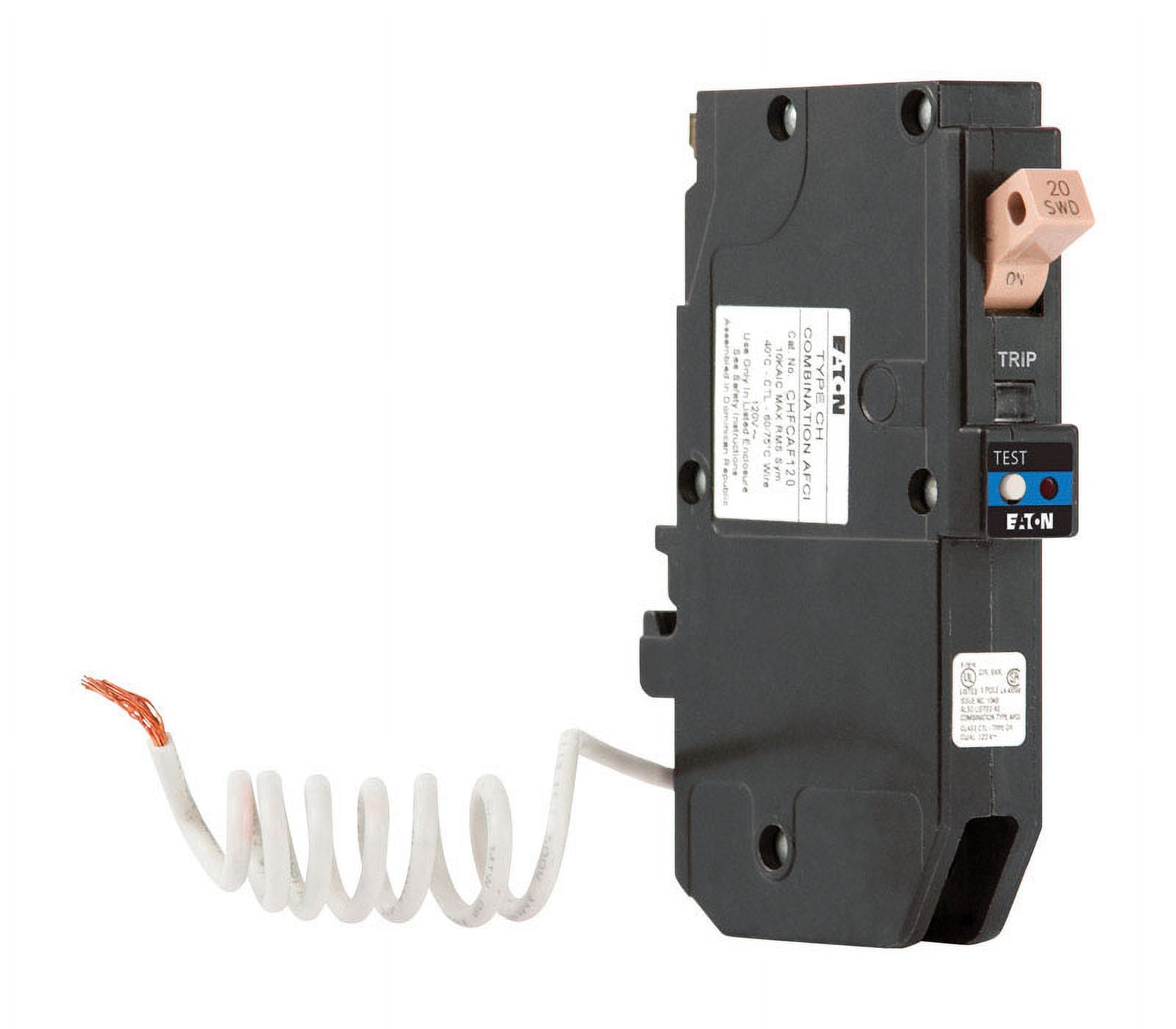 Eaton Cutler-Hammer 20 amps Arc Fault Single Pole Circuit Breaker ...