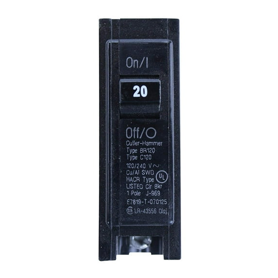 Eaton Cutler-Hammer Single-Pole BR Type Circuit Breaker, 20-Amp, 120/240-Volt