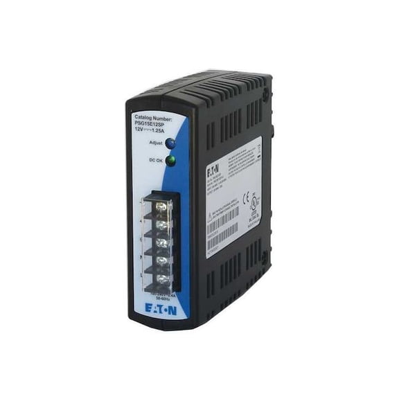 Eaton DC Power Supply, 100/240V AC, 12V DC, 15 W, 1.25 A, DIN Rail PSG15E12SP
