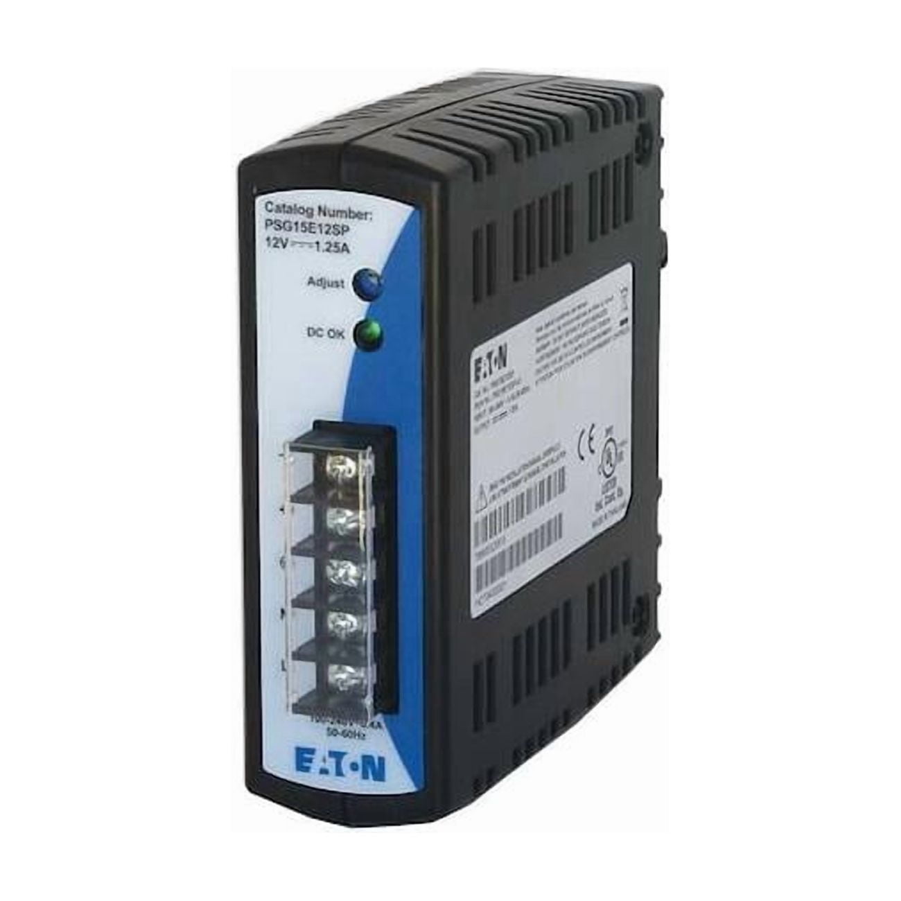 Eaton DC Power Supply, 100/240V AC, 12V DC, 15 W, 1.25 A, DIN Rail PSG15E12SP