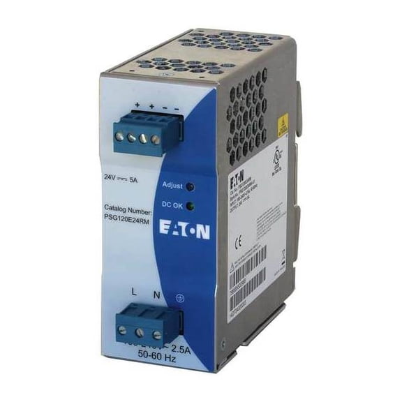 AC to DC Power Supply, 100/240V AC, 24V DC, 120 W, 5 A, DIN Rail