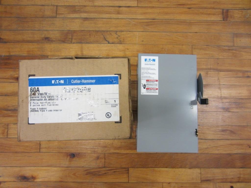 Eaton DG222UGB 2 Wire 2 Pole Non-Fusible B Series General-Duty Safety Switch 240 Volt AC 60 Amp NEMA 1