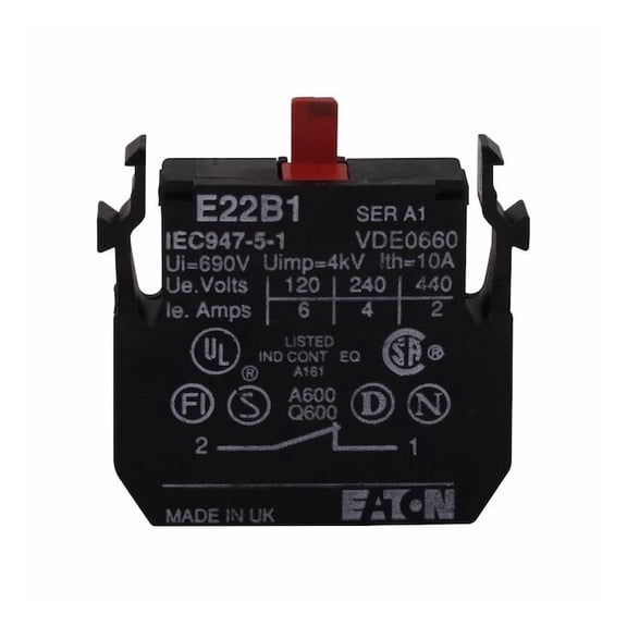 Eaton Cutler-Hammer Contact Block,1 Nc Contact E22B1