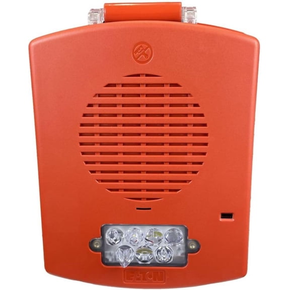 Eaton EL4XMTST-FR Eluxa Outdoor 4X Multitone Strobe with Clear Lens, Red; FIRE Lettering; Sleek, Modern Aesthetics with No Visible Mounting Screws; Eight Commonly Used Alarm Tones in One Device