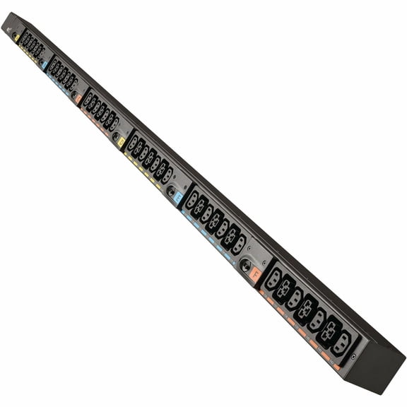 Eaton Universal-Input Basic PDU G4, 208V and 415/240V, 42 Outlets, Input Cable Sold Separately, End-Entry Input, 72-Inch 0U Vertical (evbagu23x-e)