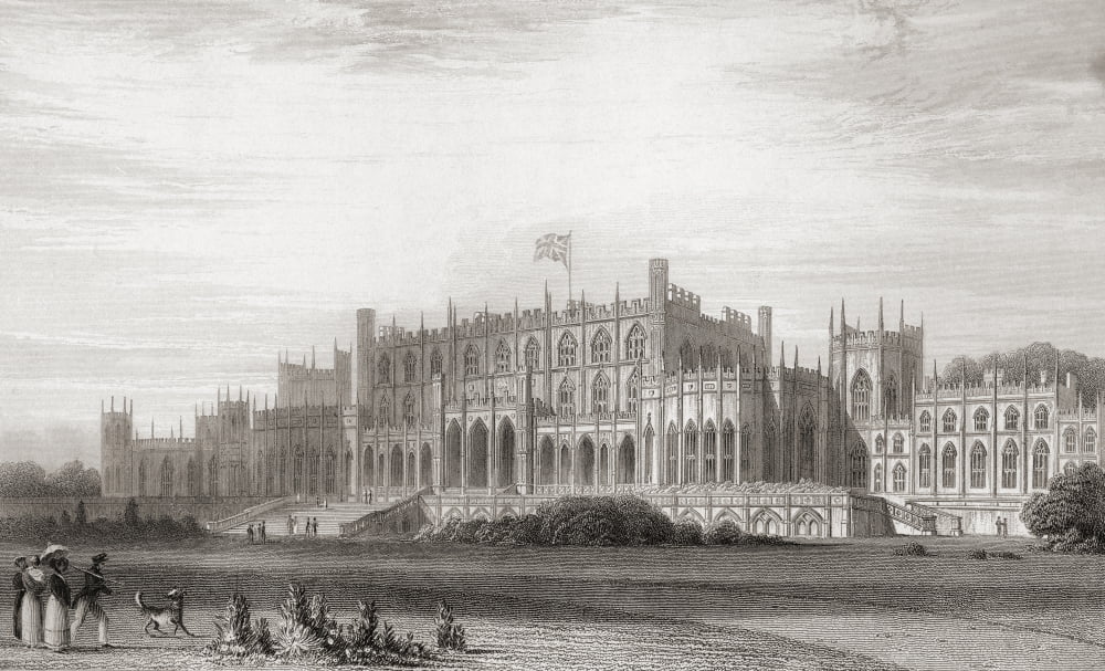 Eaton Hall Cheshire England in the early 19th century From Churtons Portrait and Lanscape Gallery published 1836 Canvas Art - Ken Welsh Design Pics (34 x 20)