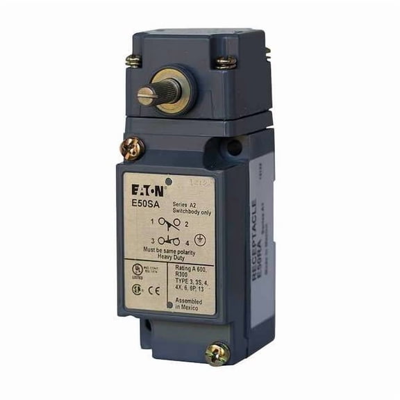 Heavy Duty Limit Switch, No Lever, Rotary, 1NC/1NO, 10A at 600V AC, Actuator Location: Side