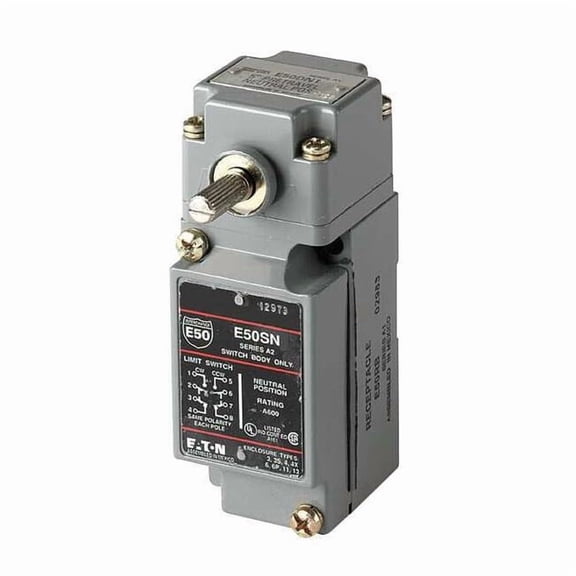 Heavy Duty Limit Switch, No Lever, Rotary, 2NC/2NO, 10A at 600V AC, Actuator Location: Side