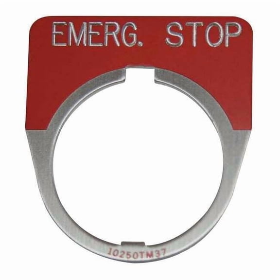 Cutler-Hammer Legend Plate,Emergency Stop,Red 10250TM13