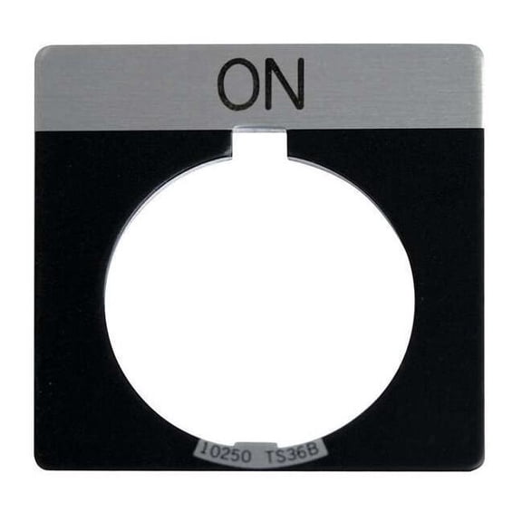 Eaton Cutler-Hammer Legend Plate,Square,On,Black 10250TS25