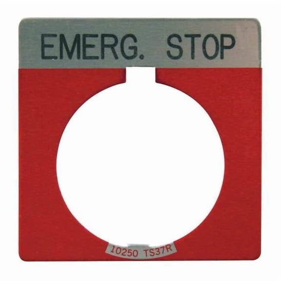 Cutler-Hammer Legend Plate,Square,Emergency Stop,Red 10250TS13