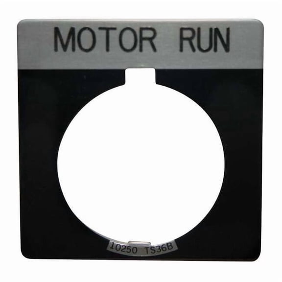 Cutler-Hammer Legend Plate,Square,Motor Run,Black 10250TS81