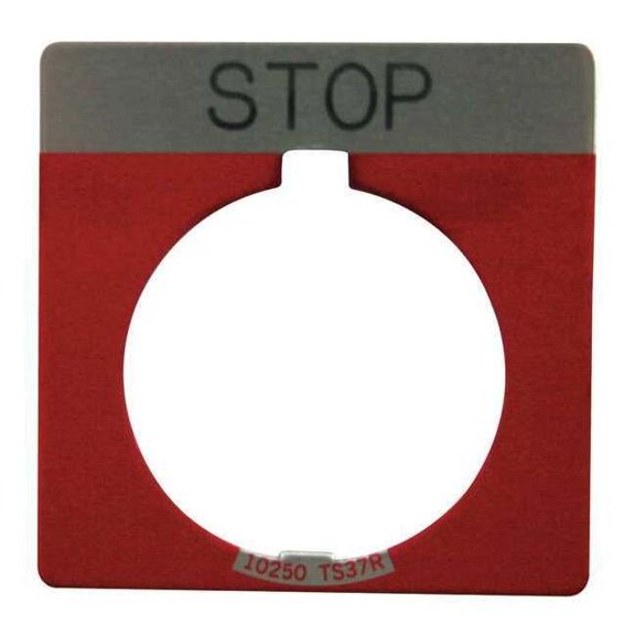 Eaton Cutler-Hammer Legend Plate,Square,Stop,Red 10250TS34