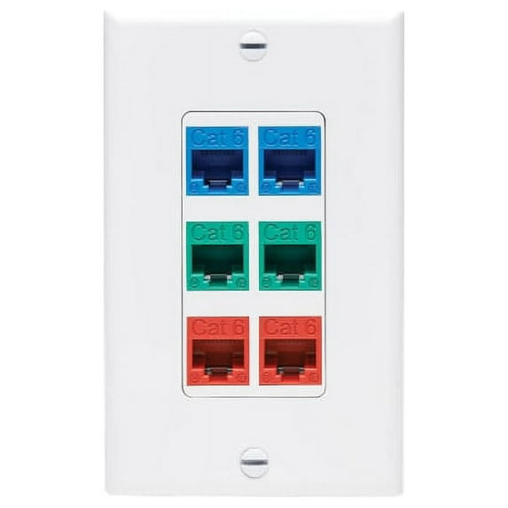 Eaton N042D-006V-WH EATON TRIPP LITE SERIES CENTER PLATE INSERT, DECORA STYLE - VERTICAL, 6 PORTS, T