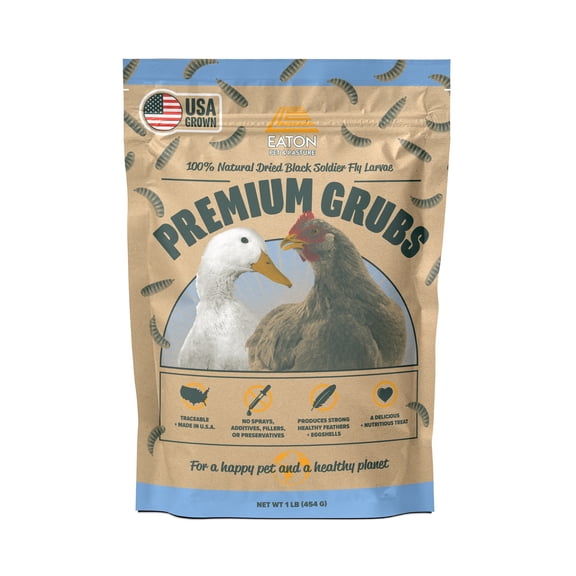 Eaton Pet & Pasture Premium Grubs, USA Grown Dried Black Soldier Fly Larvae, 1 LB