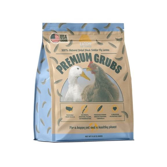 Eaton Pet & Pasture Premium Grubs, USA Grown Dried Black Soldier Fly Larvae, 5 LB