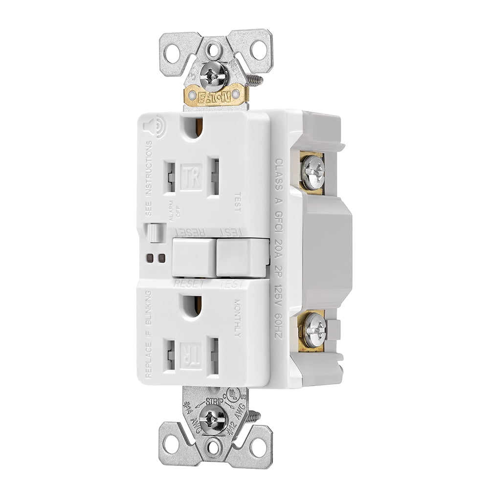 White Tamper Resistant GFCI Receptacle with Audible Alarm