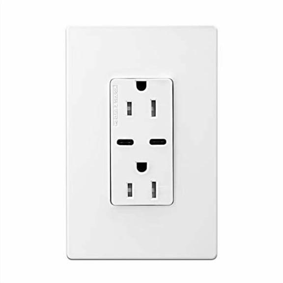 Eaton TRUSBC15W-BOX USB-C Charger with Duplex Receptacle, White