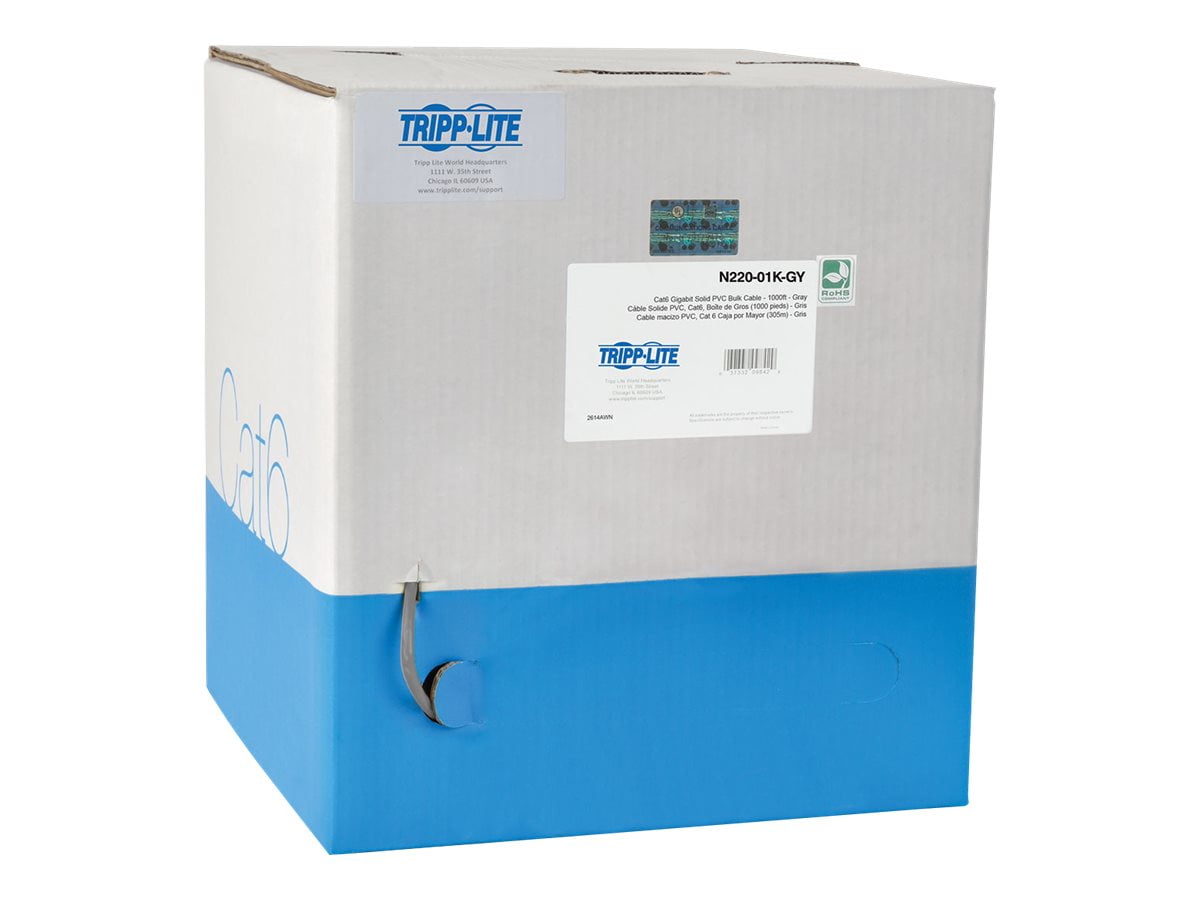 Eaton Tripp Lite Cat6 Gigabit UTP Stranded 24 AWG CMR PVC Cable, Gray, 1000 ft