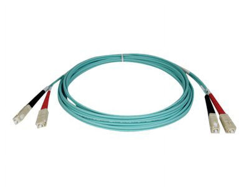 Eaton Tripp Lite Series 10Gb Duplex Multimode 50/125 OM3 LSZH Fiber Patch Cable (SC/SC) - Aqua, 10M (33 ft.) - Patch cable - SC multi-mode (M) to SC multi-mode (M) - 10 m - fiber optic - duplex - 50 / 125 micron - OM3 - aqua blue