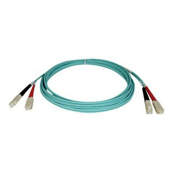 Eaton Tripp Lite Series 10Gb Duplex Multimode 50/125 OM3 LSZH Fiber Patch Cable (SC/SC) - Aqua, 10M (33 ft.) - Patch cable - SC multi-mode (M) to SC multi-mode (M) - 10 m - fiber optic - duplex - 50 / 125 micron - OM3 - aqua blue