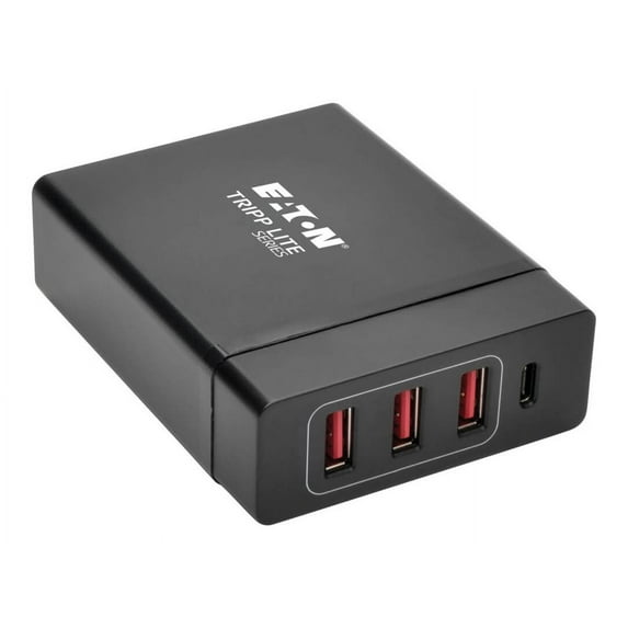 Eaton Tripp Lite Series 4-Port USB Charging Station with USB-C Charging and USB-A Auto-Sensing Ports - Power adapter - 3 A - 4 output connectors (3 x USB Type A, 24 pin USB-C) - black