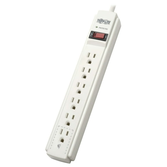 Eaton Tripp Lite Series 6-Outlet Surge Protector Power Strip, 6ft Extension Cord, 900 Joules, 15A Circuit Breaker, White, Lifetime Manufacturer's Warranty & 20,000 Insurance (TLP606)