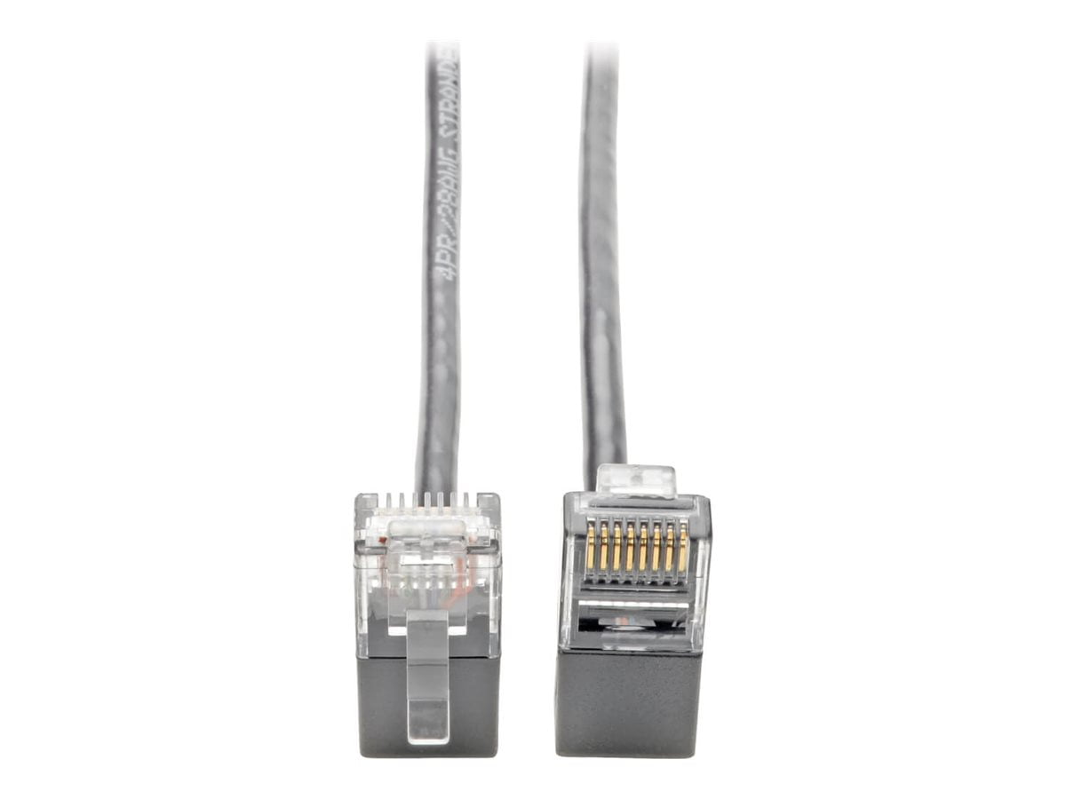 Eaton Tripp Lite Series Cat6 Gigabit Patch Cable Snagless Right-Angle UTP Slim Gray 2ft - Patch cable - RJ-45 (M) right-angled to RJ-45 (M) right-angled - 2 ft - UTP - CAT 6 - molded, snagless, stranded - gray