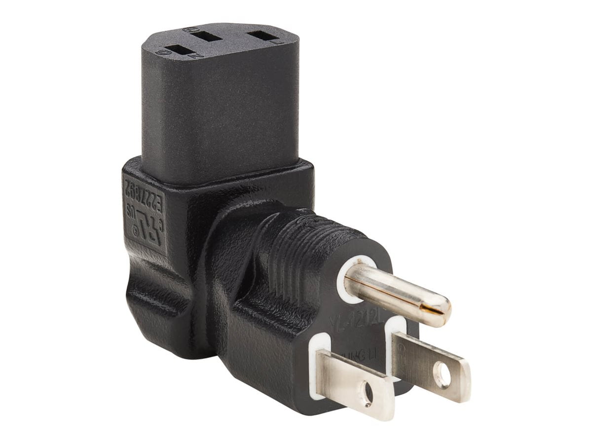 Eaton Tripp Lite Series Down-Angled NEMA 5-15P to C13 Power Cord Adapter - 10A, 125V, Black - Power connector adapter - NEMA 5-15P to power IEC 60320 C13 down-angled - AC 125 V - 10 A - black - North America