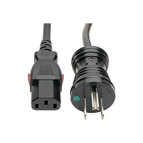 Eaton Tripp Lite Series Hospital-Grade Power Cord NEMA 5-15P to Locking IEC C13 Green Dot 10A 125V 18 AWG 10 ft. 3.05 m Black