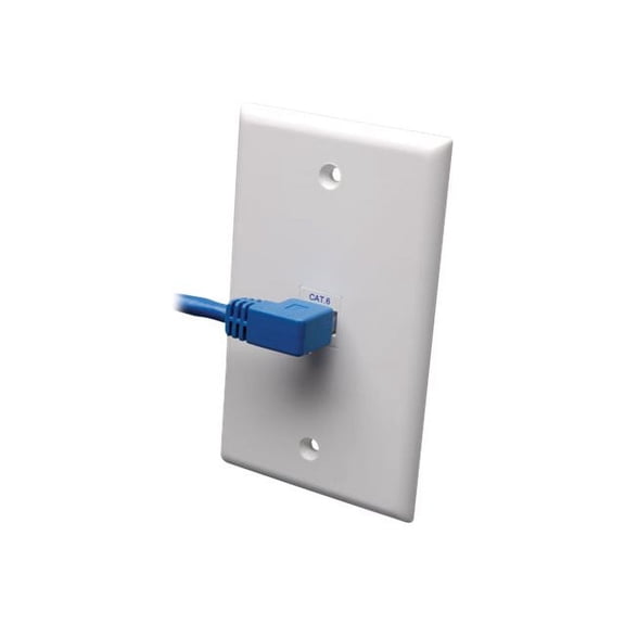 Eaton Tripp Lite Series Left-Angle Cat6 Gigabit Molded UTP Ethernet Cable RJ45 Left-Angle M to RJ45 M Blue 3 ft. 0.91 m