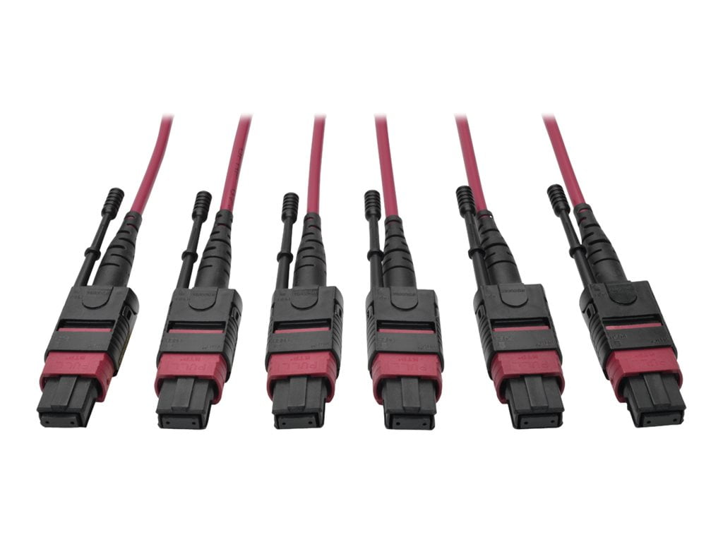 Eaton Tripp Lite Series MTP/MPO Multimode Base-8 Trunk Cable, 24-Strand, 40GB/100GB, 40/100GBASE-SR4, OM4 Plenum-Rated (3xF/3xF), Push/Pull Tab, Magenta, 15 m (49 ft.) - Network cable - MTP/MPO multi-mode (F) to MTP/MPO multi-mode (F) - 15 m - fiber optic - 50 / 125 micron - OM4 - plenum, stranded - magenta