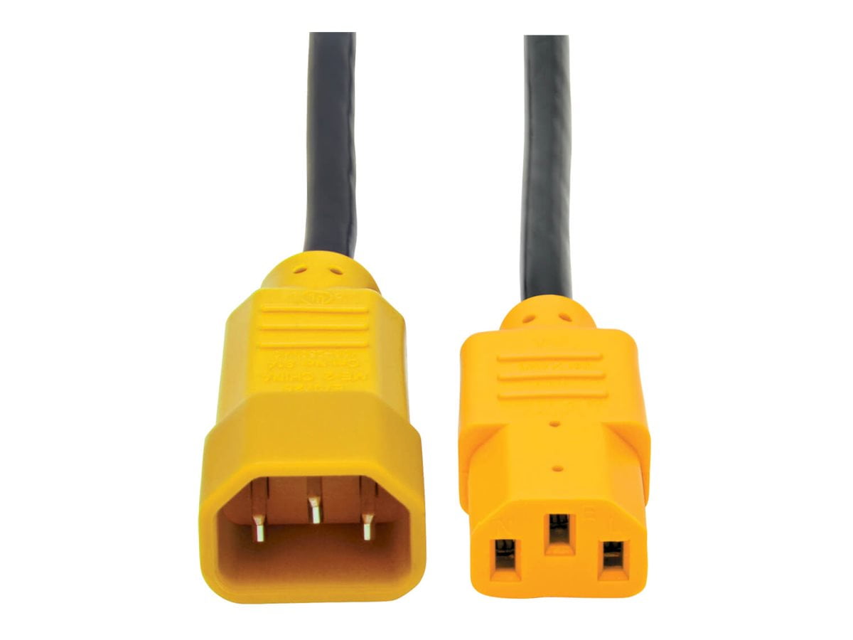Tripp Lite 4ft Computer Power Cord Extension Cable C14 to C13 Yellow 10A 18AWG 4' - 10A, 18AWG (IEC-320-C14 to IEC-320-C13 with Yellow Plugs) 4-ft."